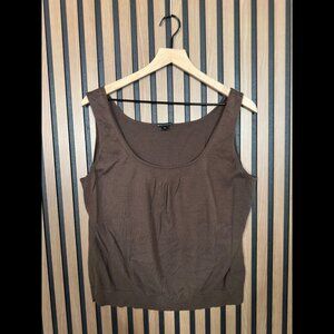 Lafayette 148 New York Tank Top 2X Womens Brown Round Neck 100% Cotton Plus Size